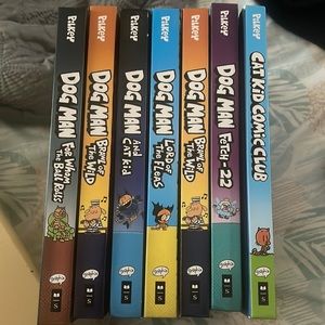 8 Dog Man books and 1 Cat Kid Comic Club Book